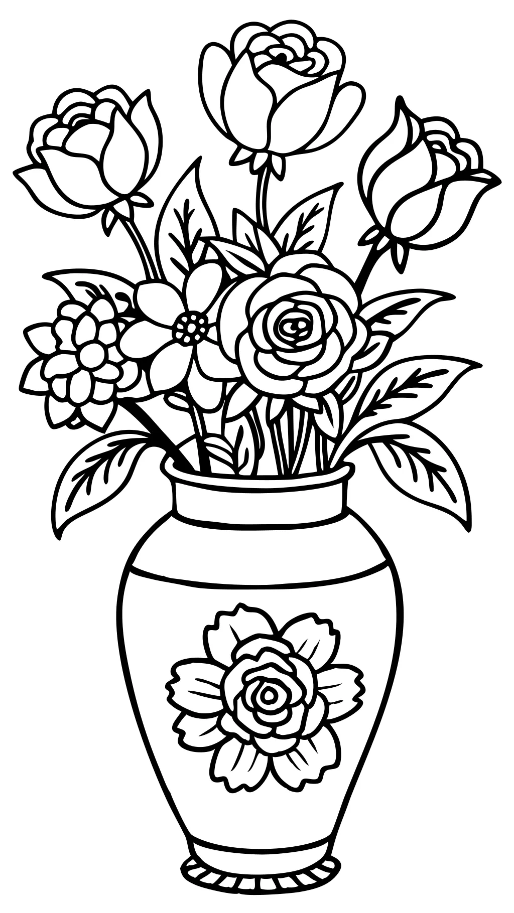 coloriages fleurs dans un vase